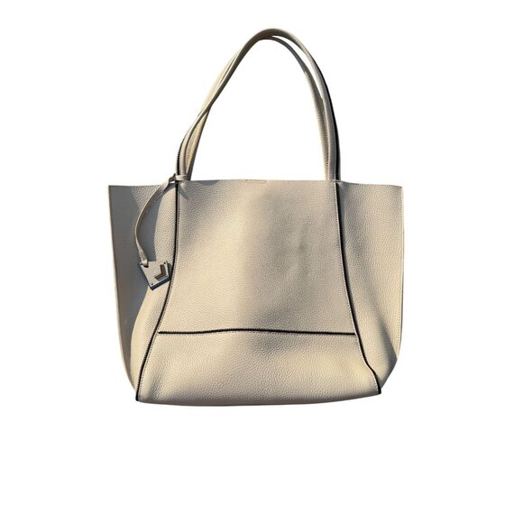 Boikler New York White Pebbled Leather Tote Bag With Inner Pockets & Snap Closur - Picture 2 of 8